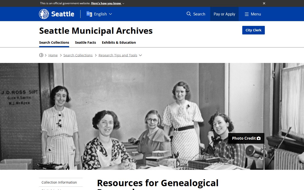 Seattle City Archives genealogy resources used for Tukwila directory research
