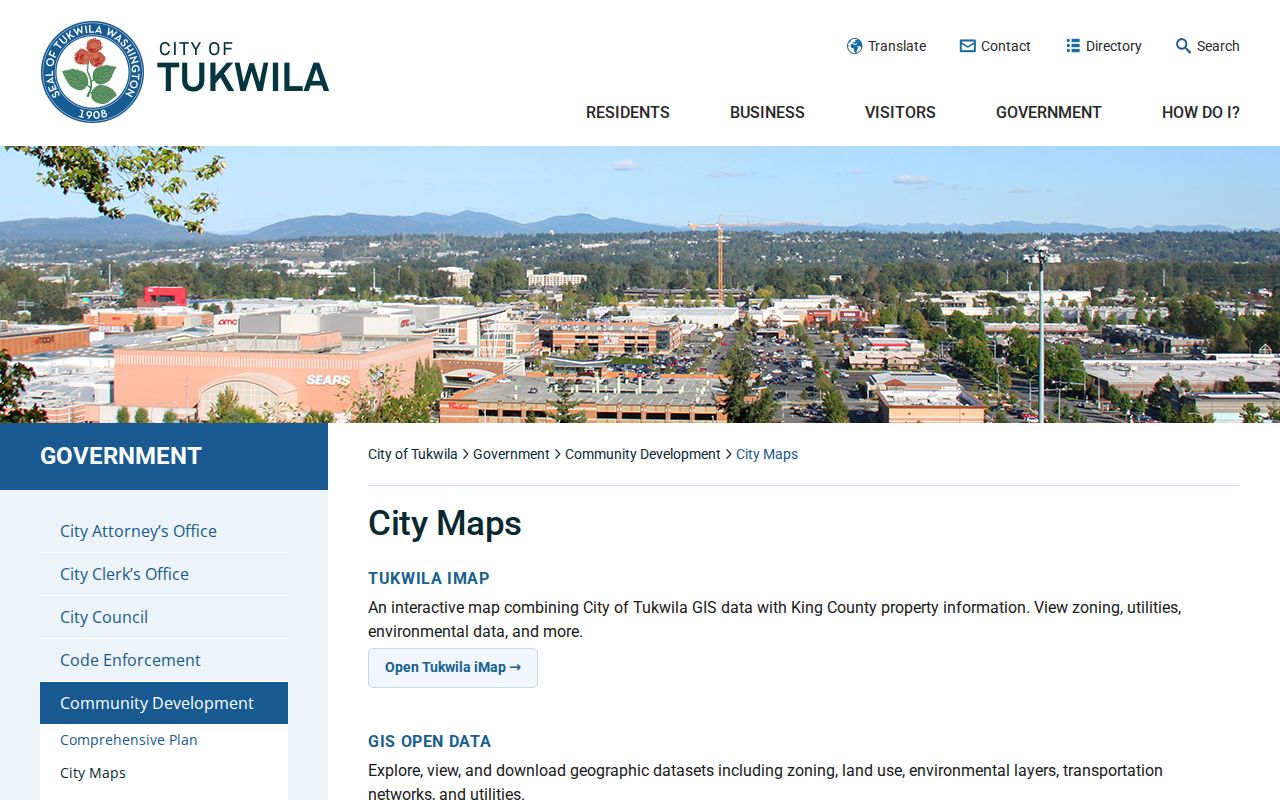 Tukwila City Maps hub for parcel, neighborhood, and annexation research