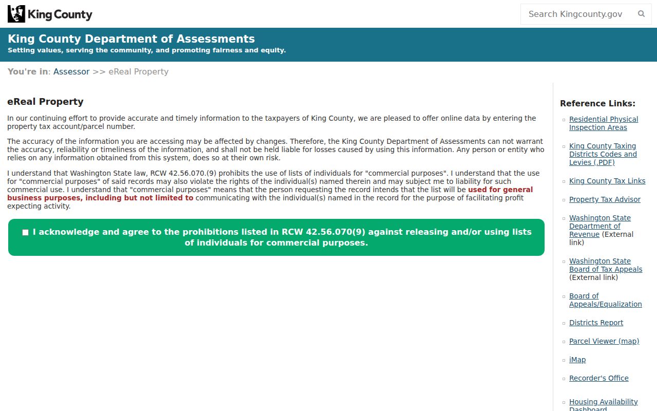 Tukwila residents directory King County assessor search
