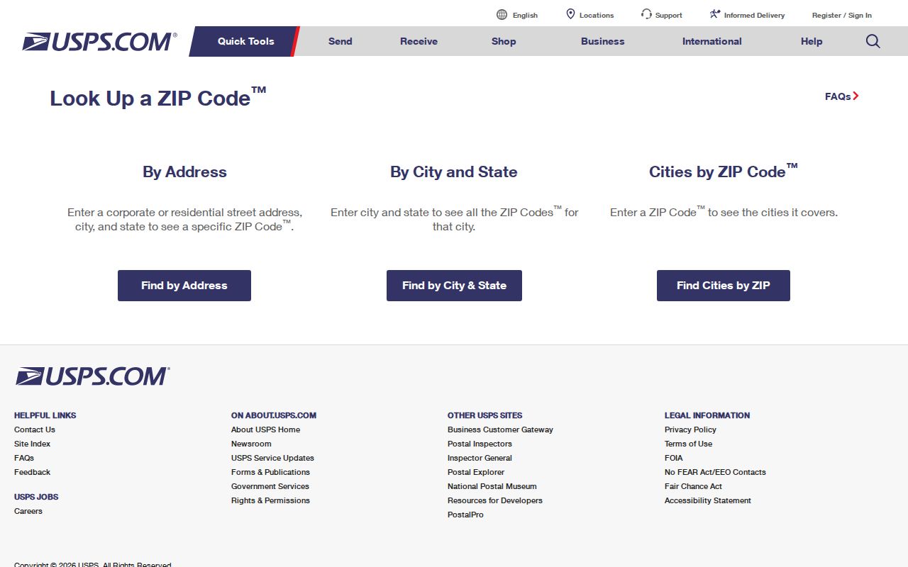 USPS ZIP Code Lookup tabs for verifying a Tukwila-area mailing address