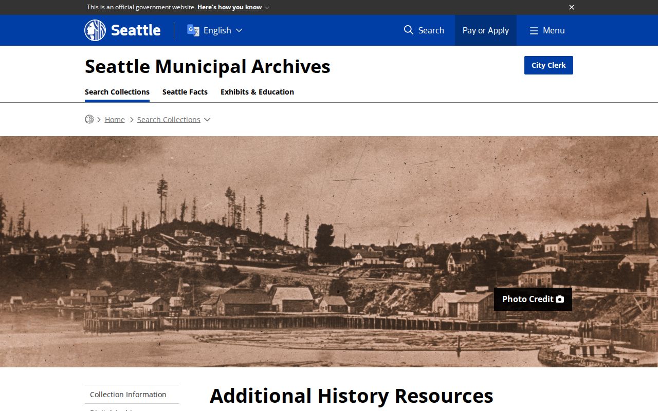 Seattle City Archives history resources leading to digitized directories used for older Tukwila addresses